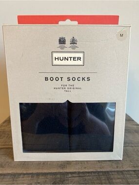 Hunter Black Original Tall Fleece Welly Socks Women's Size Medium